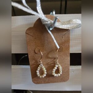 Elegant White Beaded Hoop Earrings